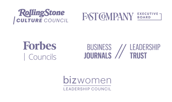 CCo community logos including Rolling Stone, Fast Company, Forbes Councils, Business Journal, and Bizwomen.